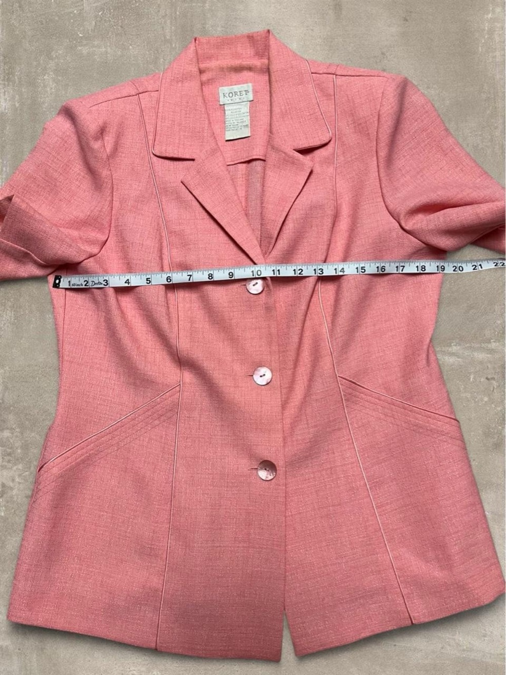 Koret Pink Structured Button Front Blazer Jacket Size 12 Vintage - Picture 6 of 7